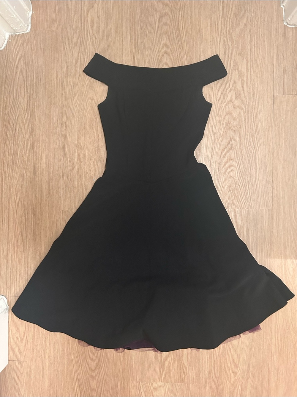 Off-Shoulder Black A-Line Dress